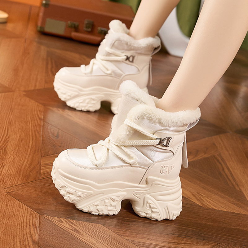 Sewing Fleece - Botas de nieve blancas para mujer,